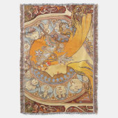 アルフォンスミュシャ〔占星術の〕十二宮図アールヌーボーウーマン スローブランケット (正面縦)