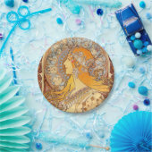 アルフォンスミュシャ〔占星術の〕十二宮図アールヌーボーウーマン ペーパープレート (パーティー)