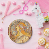 アルフォンスミュシャ〔占星術の〕十二宮図アールヌーボーウーマン ペーパープレート (パーティー)