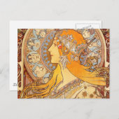 アルフォンスミュシャ〔占星術の〕十二宮図アールヌーボーウーマン ポストカード (正面/裏面)