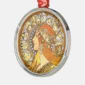 アルフォンスミュシャ〔占星術の〕十二宮図アールヌーボーウーマン メタルオーナメント (左)