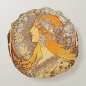 アルフォンスミュシャ〔占星術の〕十二宮図アールヌーボーウーマン ラウンドクッション (裏面)