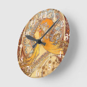 アルフォンスミュシャ〔占星術の〕十二宮図アールヌーボーウーマン ラウンド壁時計 (傾斜)