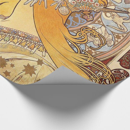 アルフォンスミュシャ〔占星術の〕十二宮図アールヌーボーウーマン ラッピングペーパー (角)