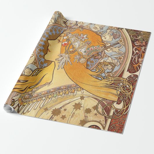 アルフォンスミュシャ〔占星術の〕十二宮図アールヌーボーウーマン ラッピングペーパー (アンロールド)