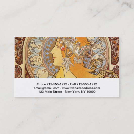 アルフォンスミュシャ〔占星術の〕十二宮図アールヌーボーウーマン 名刺 (裏面)