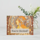 アルフォンスミュシャ〔占星術の〕十二宮図アールヌーボーウーマン 招待状 (スタンド正面)