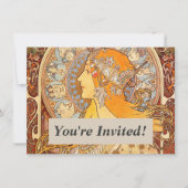 アルフォンスミュシャ〔占星術の〕十二宮図アールヌーボーウーマン 招待状 (正面)