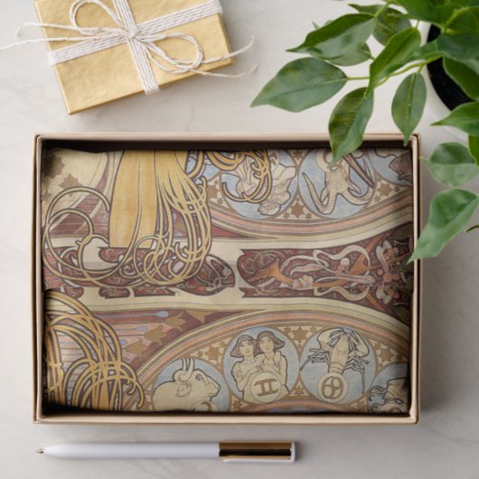 アルフォンスミュシャ〔占星術の〕十二宮図アールヌーボーウーマン 薄葉紙 (ギフト)