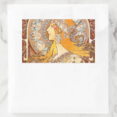 アルフォンスミュシャ〔占星術の〕十二宮図アールヌーボーウーマン 長方形シール (バッグ)