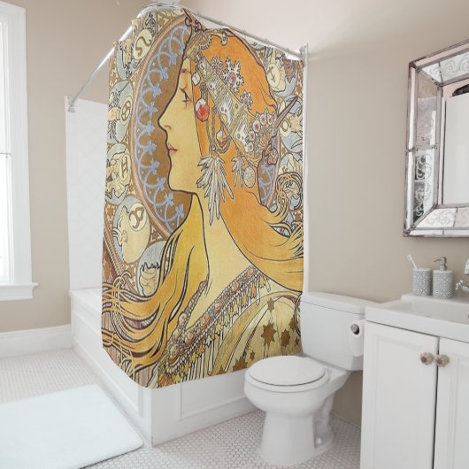 アルフォンスミュシャ〔占星術の〕十二宮図 シャワーカーテン (インサイチュ)