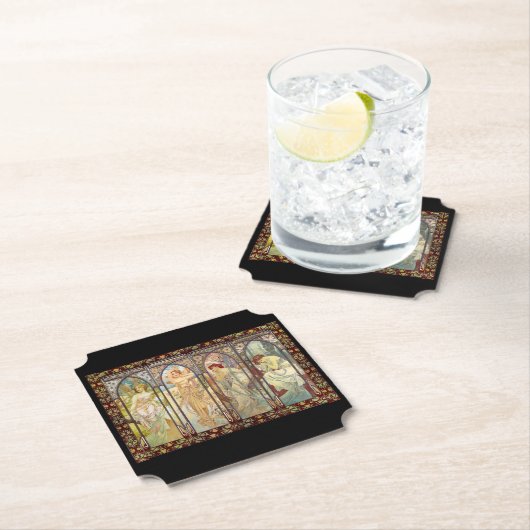 アルフォンスミュシャ – 時刻 ペーパーコースター (インサイチュ)