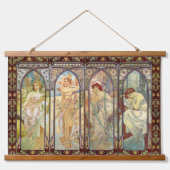 アルフォンスミュシャ – 時刻 吊り下げ型タペストリー (正面)