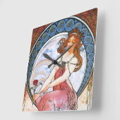 アルフォンスミュシャ:絵画のミューズ スクエア壁時計 (傾斜)