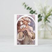 アルフォンスミュシャ：花 ポストカード (スタンド正面)