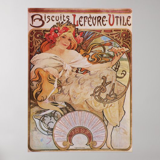 アルフォンスミュシャ。Biscuits Lefevre-Utile, 1896 ポスター (正面)