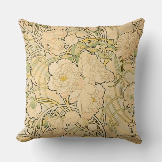 アルフォンス島のミュシャによるシャクヤク クッション (正面)