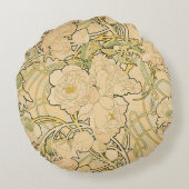 アルフォンス島のミュシャによるシャクヤク ラウンドクッション (裏面)