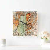 アルフォンス島のミュシャによるヴィンテージの冬 スクエア壁時計 (ホーム)