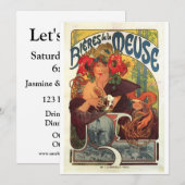 アルフォンス島のミュシャによるヴィンテージのBieres deのlaムーズ メニュー (正面/裏面)