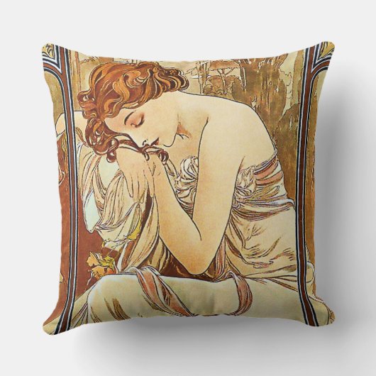 アルフォンス島のミュシャによる夜の残りのヴィンテージの新しい クッション (裏面)