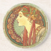 アルフォンス島のミュシャのアールヌーボーのコースター コースター (正面)