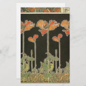 アルフォンス島のミュシャのヴィンテージの人気があるなアールヌーボーのケシ 便箋 (正面/裏面)