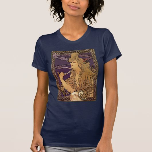 アルフォンス島のミュシャの上品な女性のアートワーク Tシャツ (正面)