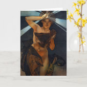 アルフォンス島のミュシャの明けの明星の挨拶状 カード (黄色い花)