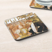 アルフォンス島のミュシャの浮気者のアールヌーボーのコースターセット コースター (左側)