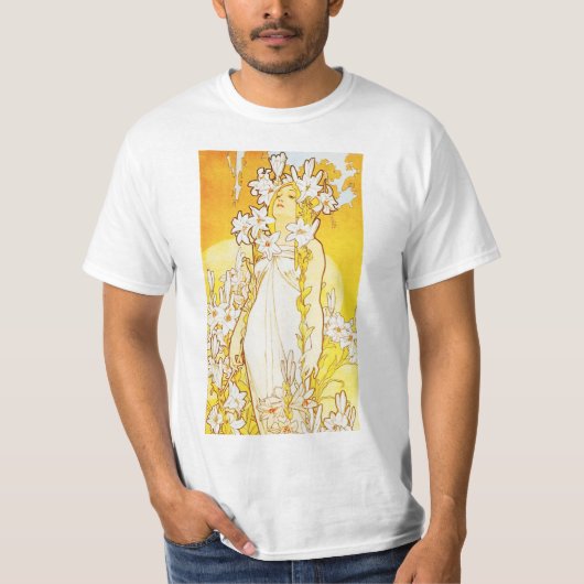 アルフォンス島のミュシャユリのTシャツ Tシャツ (正面)