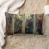 アルフォンス島のミュシャ月および星のクッション ランバークッション (ブランケット)