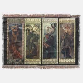 アルフォンス島のミュシャ月および星の敷物 スローブランケット