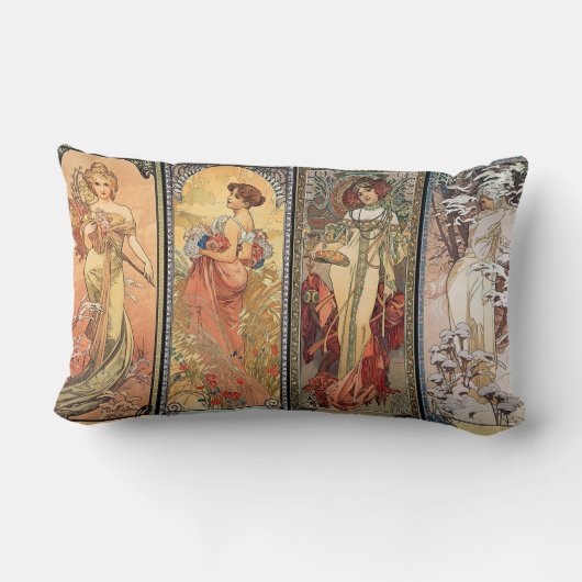 アルフォンス島のミュシャ4つの季節のクッション ランバークッション (裏面)