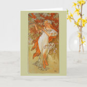 アルフォンス島のミュシャ-アールヌーボー-春 カード (黄色い花)