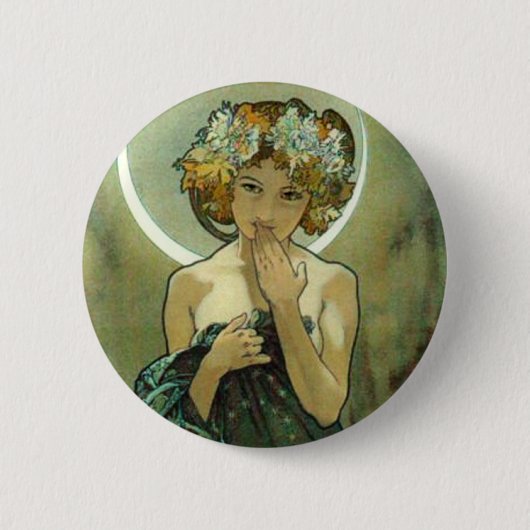 アルフォンス島Mucha Clair De Lune Button 缶バッジ (正面)