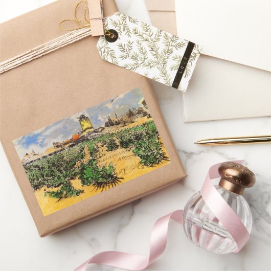 アルフォンス・ドーデのフォンテヴィエイユの水車 長方形シール (ギフト)