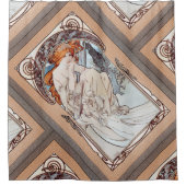 アルフォンス・ド・ラ・ミュジケ・バイ・アルフォンスミュシャ シャワーカーテン (正面)