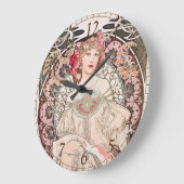 アルフォンス・ミュシャによるアール・ヌーヴォーの白昼夢 ラージ壁時計 (傾斜)
