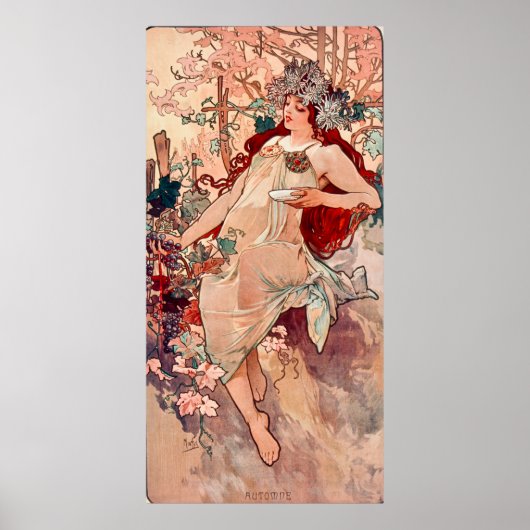 アルフォンス・ミュシャによるアール・ヌーヴォーの秋の絵画 ポスター (正面)