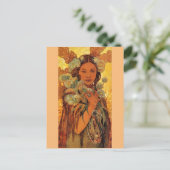 アルフォンス・ミュシャによるインドの女性 - アール・ヌーボー ポストカード (スタンド正面)