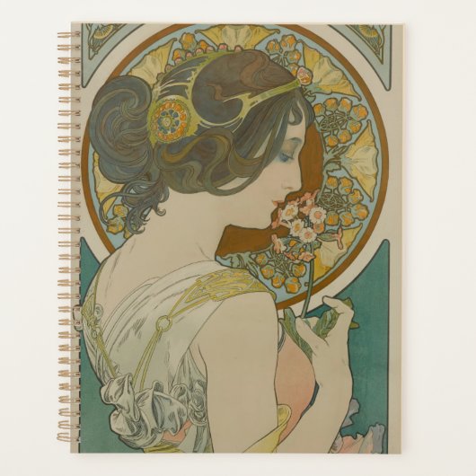 アルフォンス・ミュシャによるサクラソウ (1899) プランナー手帳 (正面)
