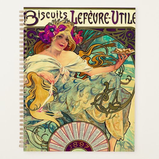 アルフォンス・ミュシャによるビスケット・ルフェーブル・ユーティル (1896) プランナー手帳 (正面)