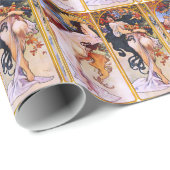 アルフォンス・ミュシャのアールデコの新しいによる4季節 ラッピングペーパー (ロールコーナー)