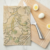 アルフォンス・ミュシャのボタンの花、ヴィンテージ アールヌーヴォー キッチンタオル (四つ折り)