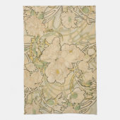 アルフォンス・ミュシャのボタンの花、ヴィンテージ アールヌーヴォー キッチンタオル (縦)