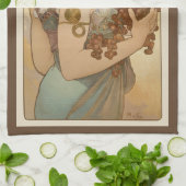 アルフォンス・ミュシャのヴィンテージアート・ヌーヴォー「フルーツ」 キッチンタオル (折り畳み)