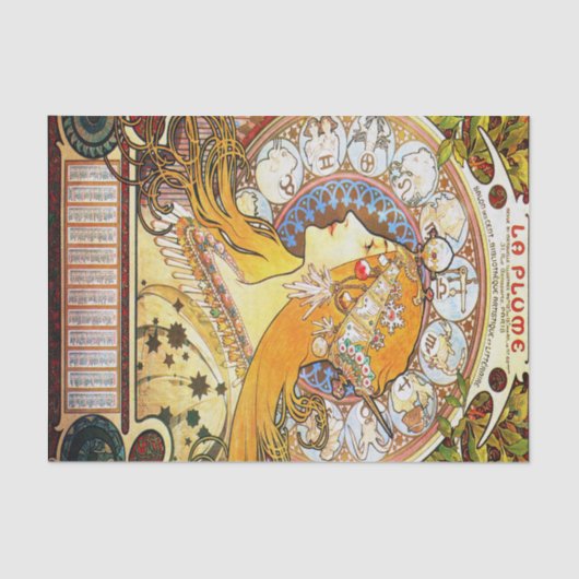 アルフォンス・ミュシャの1896年の(占星術の)十二宮図 薄葉紙 (正面)