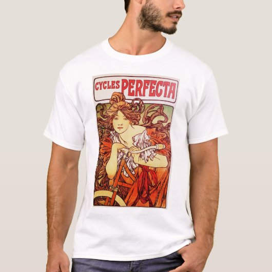 アルフォンス・ミュシャの「サイクルスのペルフェクタ」 Tシャツ (正面)
