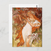 アルフォンス・ミュシャアールヌーボーの春の絵画 ポストカード (正面/裏面)
